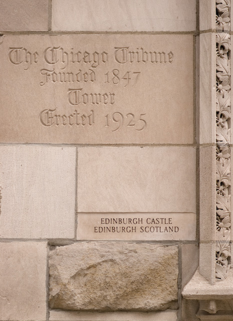 chicago tribune building stones. The Chicago Tribune building